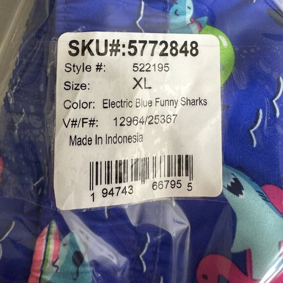 Lands' End Boys XL Swim Trunks Deep Sea Multi Sharks Navy Blue 14-16H Drawstring - Picture 11 of 11